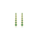 Jennifer Meyer Mini Graduated Emerald Tennis Studs in 18K Yellow Gold | Fine Earrings | Coveti