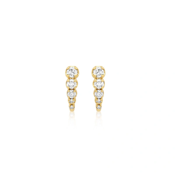 Jennifer Meyer Mini Graduated Illusion Set Diamond Edith Studs in 18K Yellow Gold | Fine Earrings | Coveti