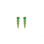Jennifer Meyer Mini Graduated Illusion Set Emerald Edith Studs in 18K Yellow Gold | Fine Earrings | Coveti