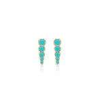 Jennifer Meyer Mini Graduated Illusion Set Turquoise Edith Studs in 18K Yellow Gold | Fine Earrings | Coveti