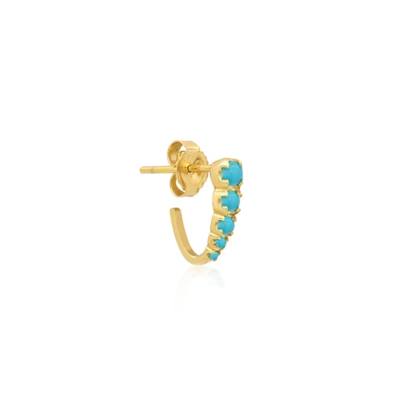 Jennifer Meyer Mini Graduated Illusion Set Turquoise Edith Studs in 18K Yellow Gold | Fine Earrings | Coveti