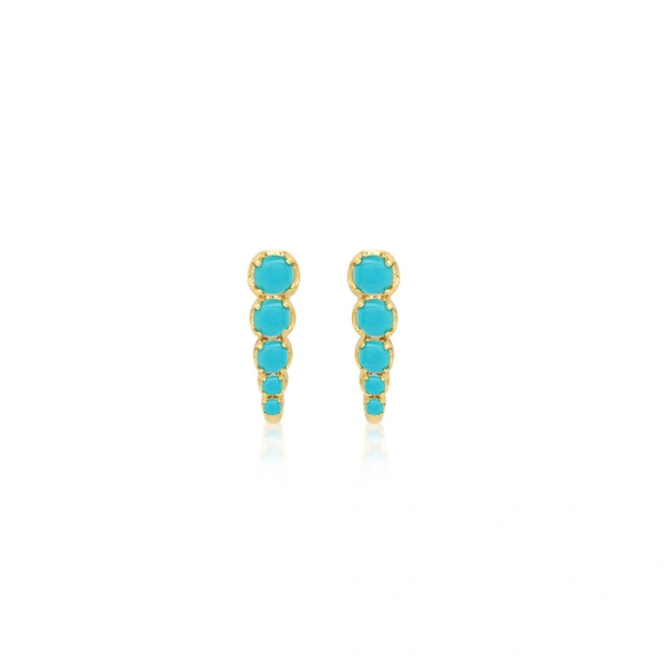 Jennifer Meyer Mini Graduated Illusion Set Turquoise Edith Studs in 18K Yellow Gold | Fine Earrings | Coveti