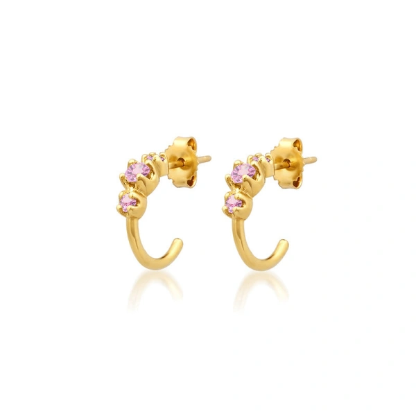 Jennifer Meyer Mini Graduated Pink Sapphire Hoops in 18K Yellow Gold | Fine Earrings | Coveti