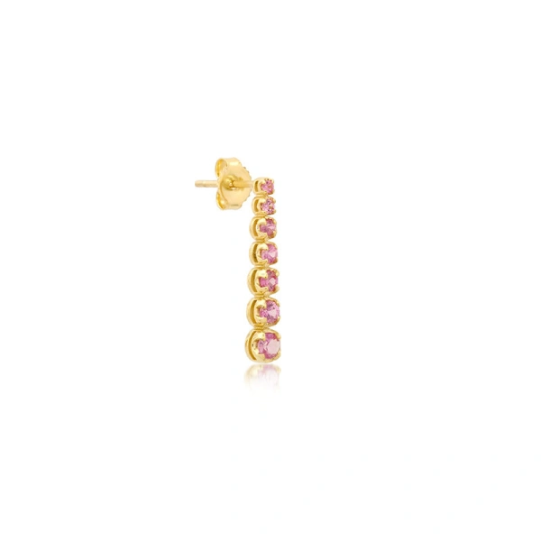 Jennifer Meyer Mini Graduated Pink Sapphire Tennis Studs in 18K Yellow Gold | Fine Earrings | Coveti