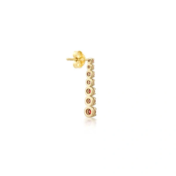 Jennifer Meyer Mini Graduated Ruby Tennis Studs in 18K Yellow Gold | Fine Earrings | Coveti