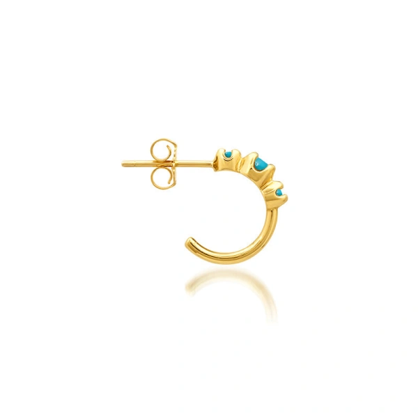 Jennifer Meyer Mini Graduated Turquoise Hoops in 18K Yellow Gold | Fine Earrings | Coveti