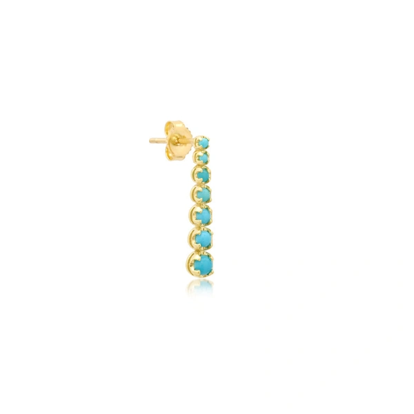 Jennifer Meyer Mini Graduated Turquoise Tennis Studs in 18K Yellow Gold | Fine Earrings | Coveti