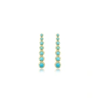 Jennifer Meyer Mini Graduated Turquoise Tennis Studs in 18K Yellow Gold | Fine Earrings | Coveti