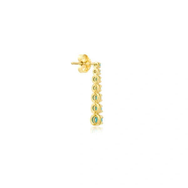 Jennifer Meyer Mini Graduated Turquoise Tennis Studs in 18K Yellow Gold | Fine Earrings | Coveti