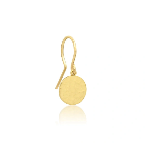 Jennifer Meyer Mini Hammered Disc Earrings in 18K Yellow Gold | Fine Earrings | Coveti