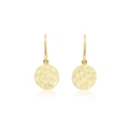 Jennifer Meyer Mini Hammered Disc Earrings in 18K Yellow Gold | Fine Earrings | Coveti