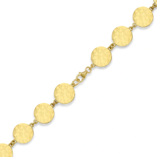 Jennifer Meyer Mini Hammered Disc Link Necklace in 18K Yellow Gold | Fine Necklaces | Coveti