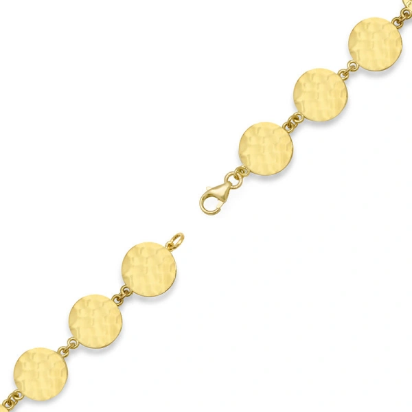 Jennifer Meyer Mini Hammered Disc Link Necklace in 18K Yellow Gold | Fine Necklaces | Coveti