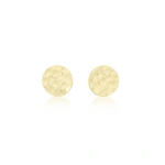 Jennifer Meyer Mini Hammered Disc Studs in 18K Yellow Gold | Fine Earrings | Coveti