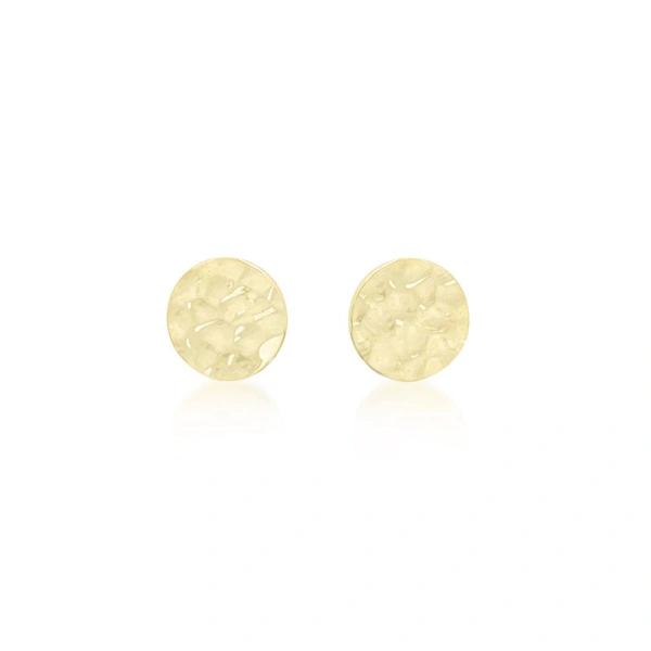 Jennifer Meyer Mini Hammered Disc Studs in 18K Yellow Gold | Fine Earrings | Coveti