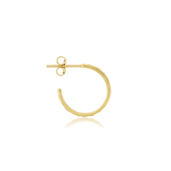 Jennifer Meyer Mini Hammered Ellen Hoops in 18K Yellow Gold | Fine Earrings | Coveti