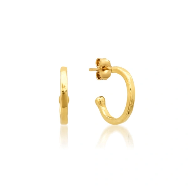 Jennifer Meyer Mini Hammered Hoops in 18K Yellow Gold | Fine Earrings | Coveti