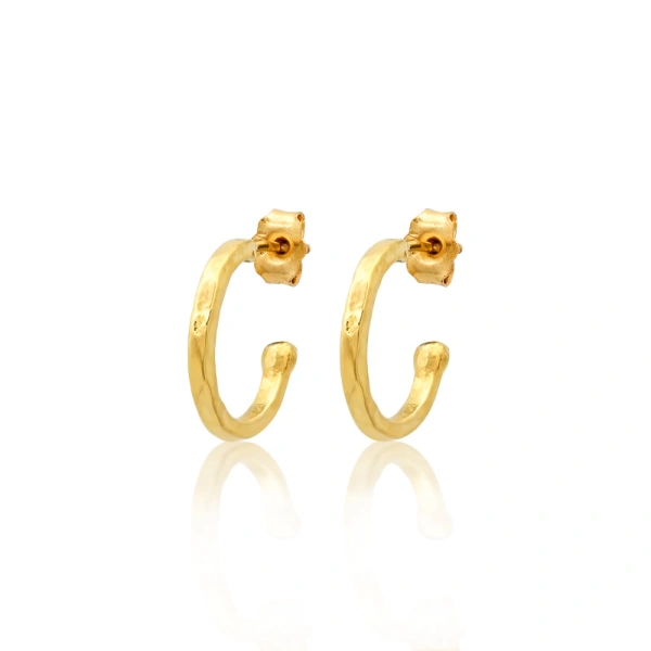 Mini Hammered Hoops in 18K Yellow Gold