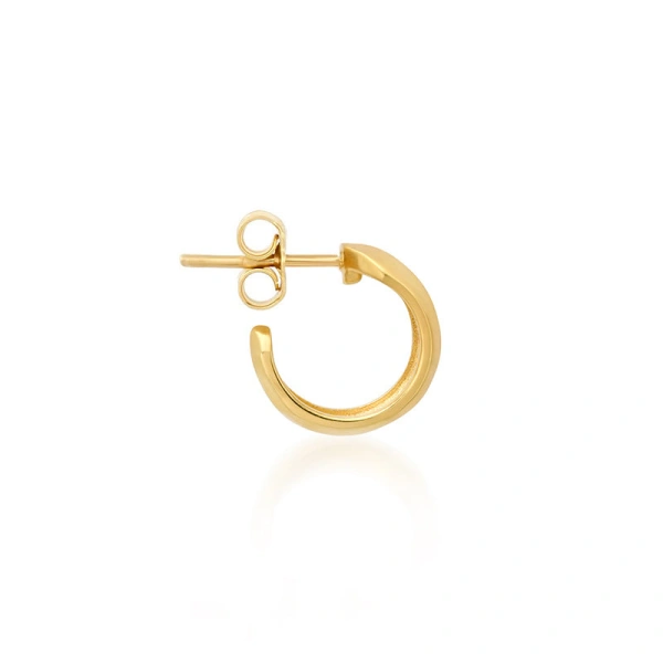 Jennifer Meyer Mini Hammered Tapered Hoops in 18K Yellow Gold | Fine Earrings | Coveti