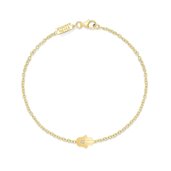 Jennifer Meyer Mini Hamsa Bracelet in 18K Yellow Gold | Fine Bracelets | Coveti