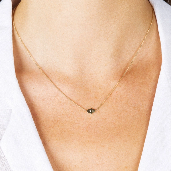 Jennifer Meyer Mini Hamsa Necklace in 18K Yellow Gold | Fine Necklaces | Coveti