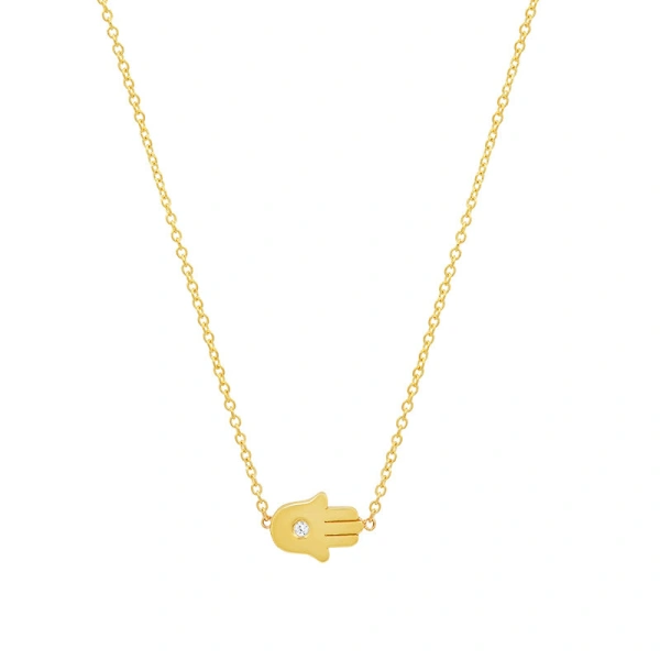 Jennifer Meyer Mini Hamsa Necklace in 18K Yellow Gold | Fine Necklaces | Coveti