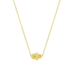 Jennifer Meyer Mini Hamsa Necklace with Emerald Center in 18K Yellow Gold | Fine Necklaces | Coveti