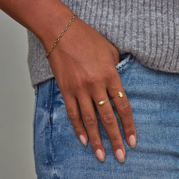 Jennifer Meyer Mini Hamsa Ring in 18K Yellow Gold | Fine Rings | Coveti
