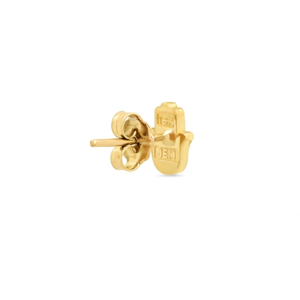 Jennifer Meyer Mini Hamsa Studs in 18K Yellow Gold | Fine Earrings | Coveti