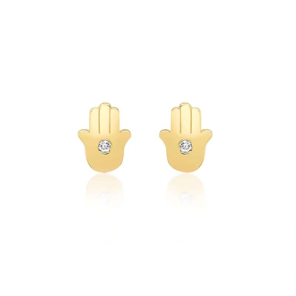 Mini Hamsa Studs in 18K Yellow Gold