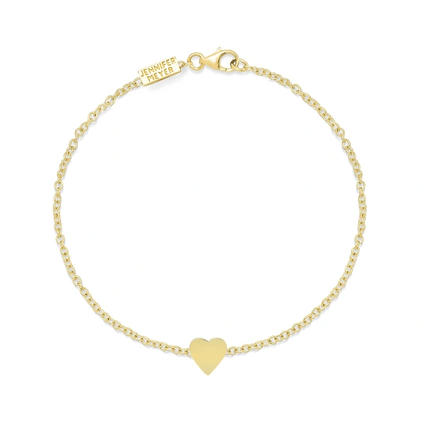 Jennifer Meyer Mini Heart Bracelet in 18K Yellow Gold | Fine Bracelets | Coveti