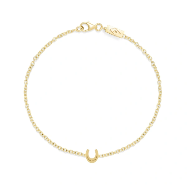 Jennifer Meyer Mini Horseshoe Bracelet with Diamond Accents in 18K Yellow Gold | Fine Bracelets | Coveti