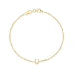 Jennifer Meyer Mini Horseshoe Bracelet with Diamond Accents in 18K Yellow Gold | Fine Bracelets | Coveti
