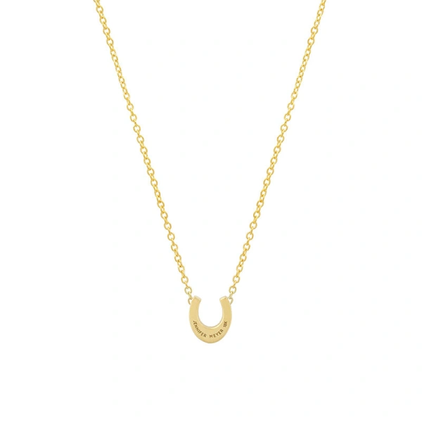 Jennifer Meyer Mini Horseshoe Necklace with Emerald Accents in 18K Yellow Gold | Fine Necklaces | Coveti