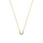 Jennifer Meyer Mini Horseshoe Necklace with Emerald Accents in 18K Yellow Gold | Fine Necklaces | Coveti