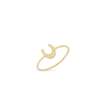 Jennifer Meyer Mini Horseshoe Ring with Diamond Accents in 18K Yellow Gold | Fine Rings | Coveti