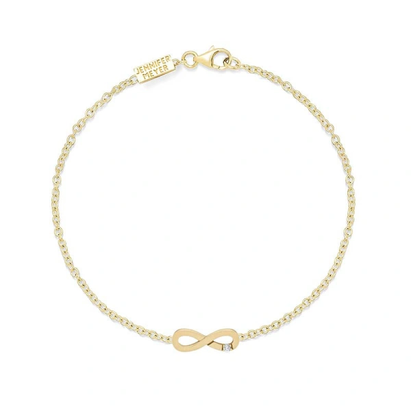 Jennifer Meyer Mini Infinity Bracelet with Diamond Accent in 18K Yellow Gold | Fine Bracelets | Coveti