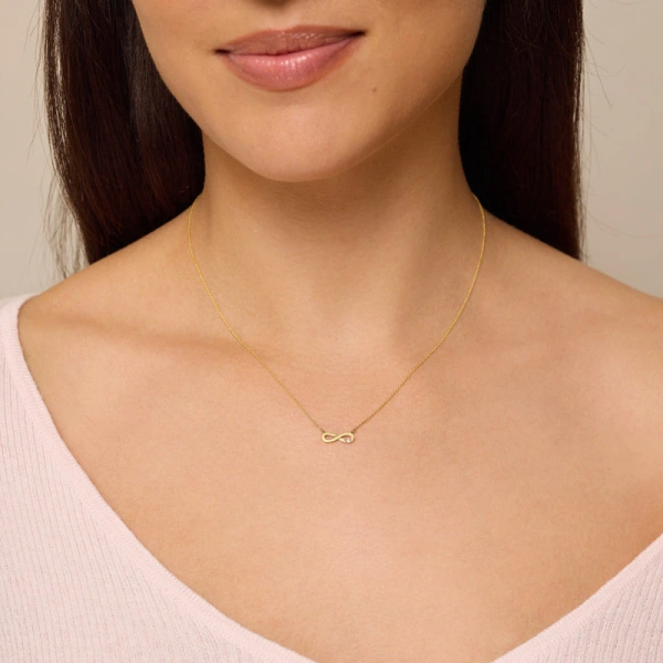 Jennifer Meyer Mini Infinity Necklace with Diamond Accent in 18K Yellow Gold | Fine Necklaces | Coveti