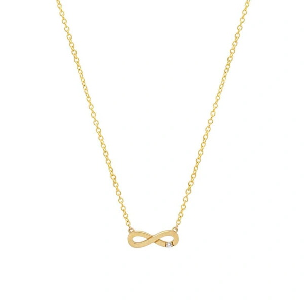 Jennifer Meyer Mini Infinity Necklace with Diamond Accent in 18K Yellow Gold | Fine Necklaces | Coveti