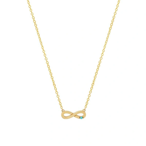 Jennifer Meyer Mini Infinity Necklace with Turquoise Accent in 18K Yellow Gold | Fine Necklaces | Coveti
