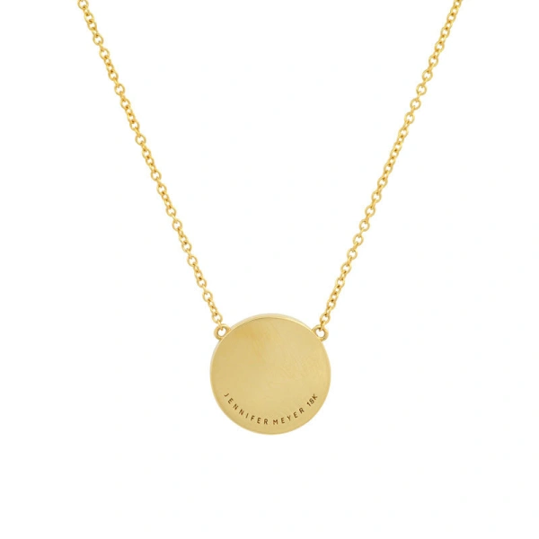 Jennifer Meyer Mini Lapis Inlay Evil Eye Necklace in 18K Yellow Gold | Fine Necklaces | Coveti