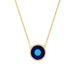 Jennifer Meyer Mini Lapis Inlay Evil Eye Necklace in 18K Yellow Gold | Fine Necklaces | Coveti