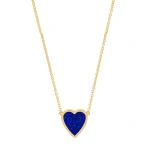 Jennifer Meyer Mini Lapis Inlay Heart Necklace in 18K Yellow Gold | Fine Necklaces | Coveti