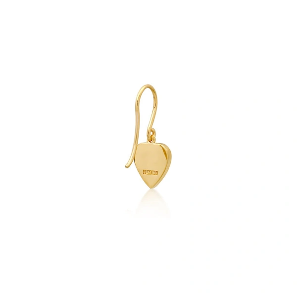 Jennifer Meyer Mini Lapis Inlay Heart with Diamond Pave Earrings in 18K Yellow Gold | Fine Earrings | Coveti