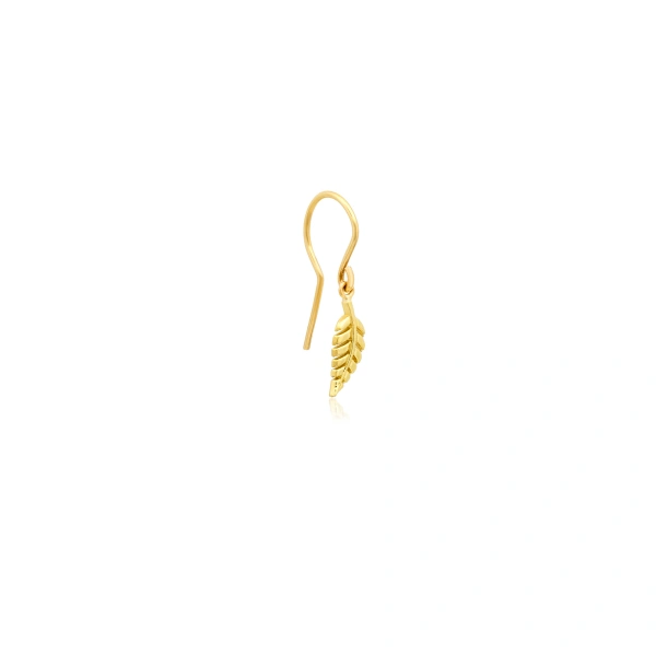 Jennifer Meyer Mini Leaf Drop Earrings in 18K Yellow Gold | Fine Earrings | Coveti