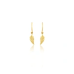 Jennifer Meyer Mini Leaf Drop Earrings in 18K Yellow Gold | Fine Earrings | Coveti
