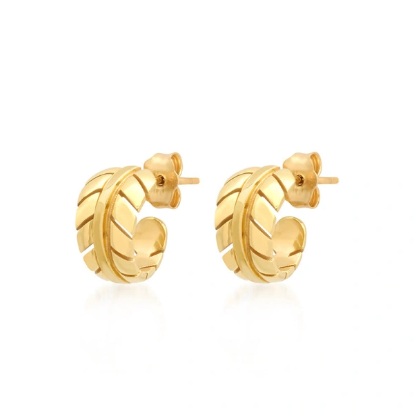 Jennifer Meyer Mini Leaf Hoops in 18K Yellow Gold | Fine Earrings | Coveti