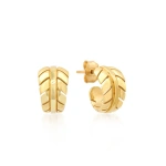 Jennifer Meyer Mini Leaf Hoops in 18K Yellow Gold | Fine Earrings | Coveti