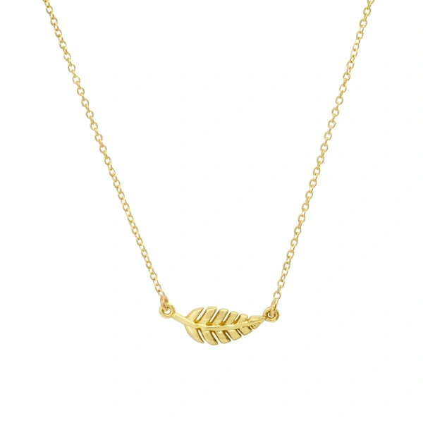 Jennifer Meyer Mini Leaf Necklace in 18K Yellow Gold | Fine Necklaces | Coveti