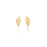 Jennifer Meyer Mini Leaf Studs in 18K Yellow Gold | Fine Earrings | Coveti